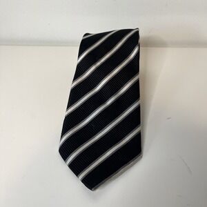 Donald J Trump Mens Tie Navy, White & silver Stripes 100% Silk Necktie